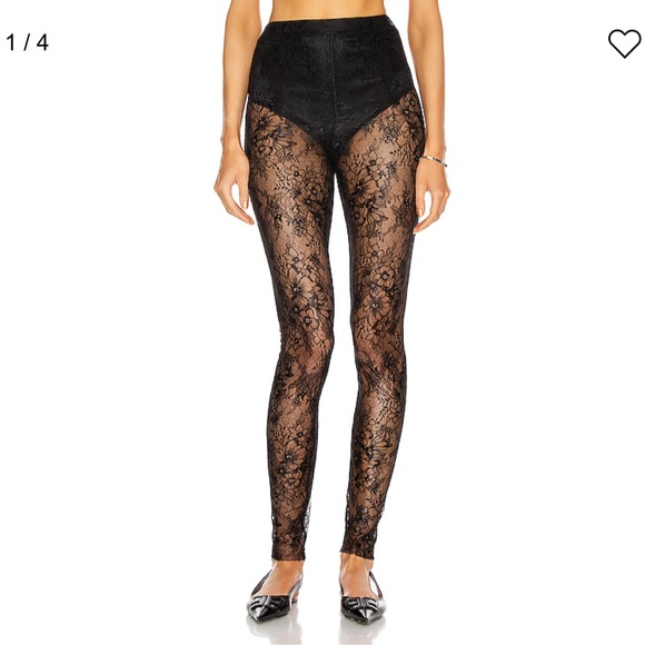 Velvet Floral Lace Leggings - Picture 2 of 10